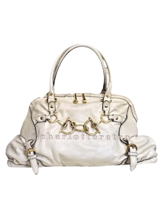 Gucci Handbags - Gucci • Ivory Leather Horsebit Nail Boston Bag